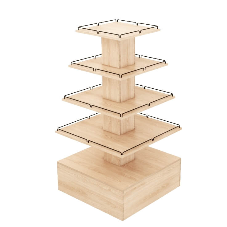 Pyramidentisch rollbar,  Verkaufspyramide für Warenpräsentation Holz