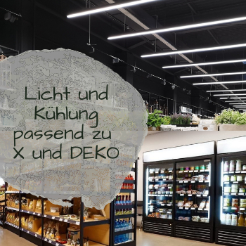 Ladenbeleuchtung und Kühlvitrinen passend zu den Ladenbausystemen X und Deko 